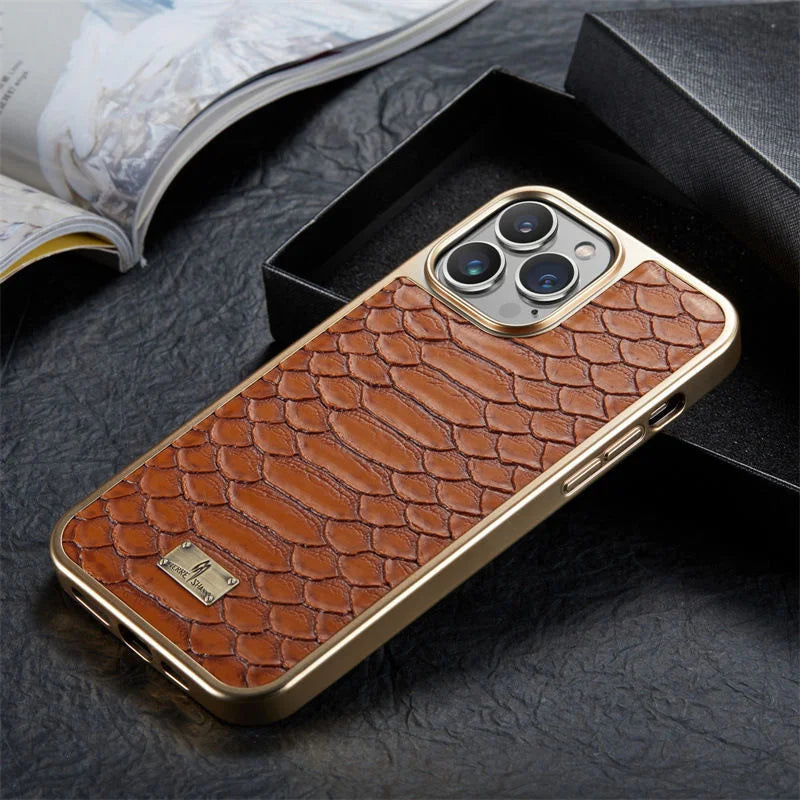 Croco Emobossed Leather iPhone Case