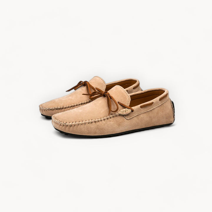 Suede Stitched Lace-up Loafers